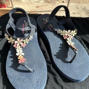 Skechers Navy Floral Sandals